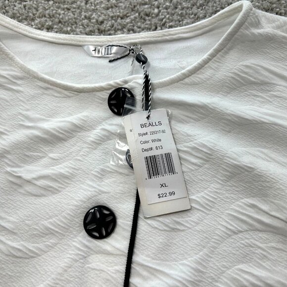 Kaktus Womens Asymmetrical Button Front Textured White Top XL - Picture 8 of 9